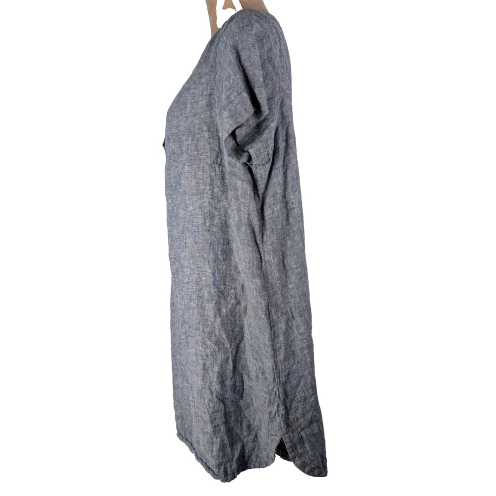 Tahari Linen Shirtdress Chambray Blue Sz 1XL Beach Resort Cruise Classic - Picture 2 of 8